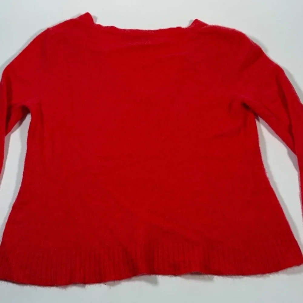 Golightly Cashmere Red V-Neck Sweater Large Made in USA Old Money Minimalist